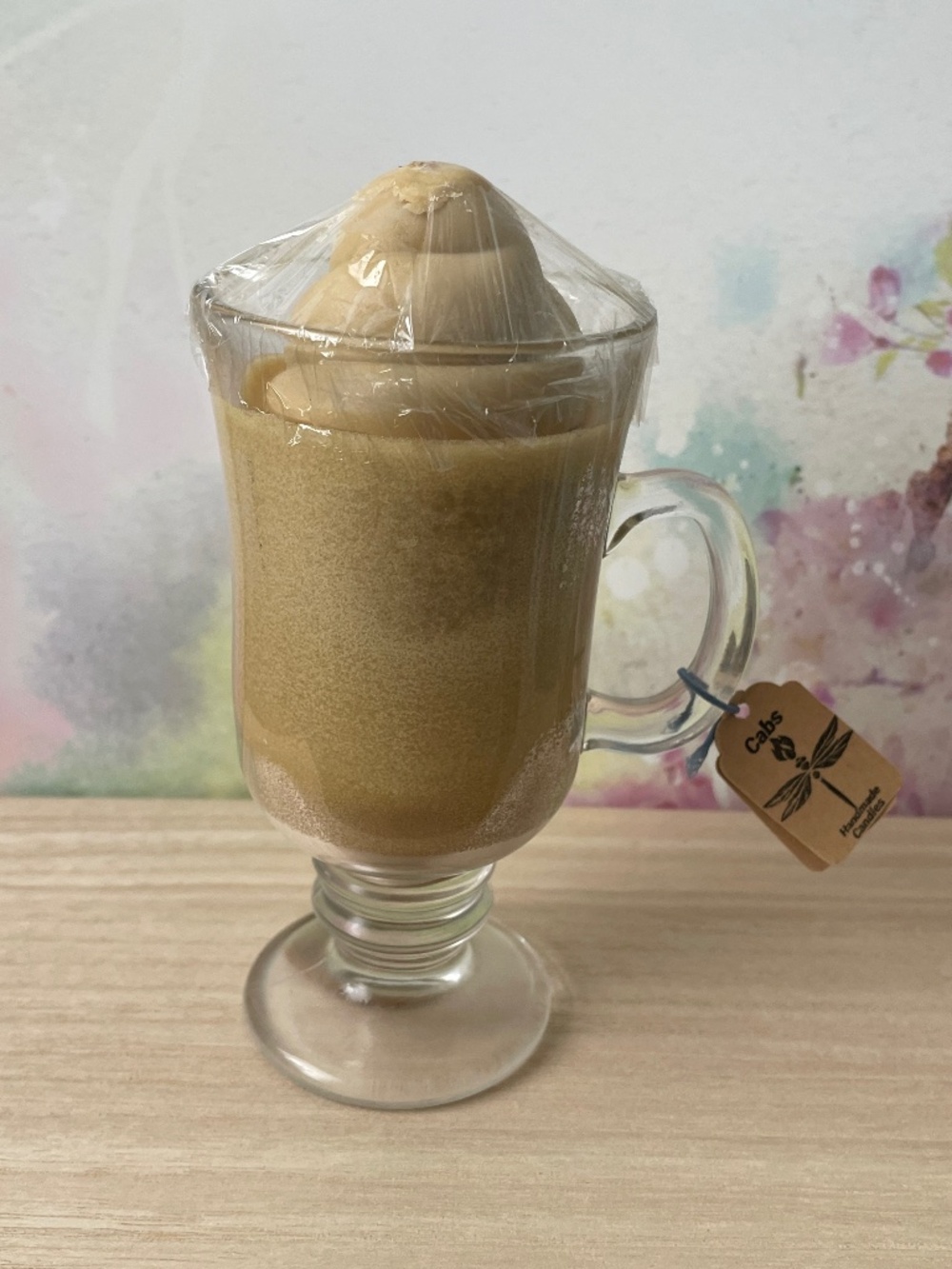 Hand Crafted Coffee Scented Soy Candle in Glass Coffee Mug Whipped Cream